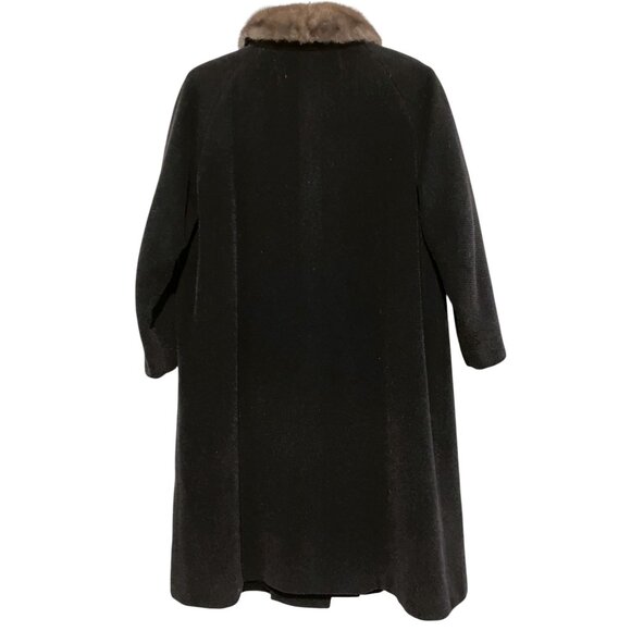 True Vintage Womens Wool Overcoat 3X Fur Collar Tweed Minimalist Capsule Union - Picture 6 of 10